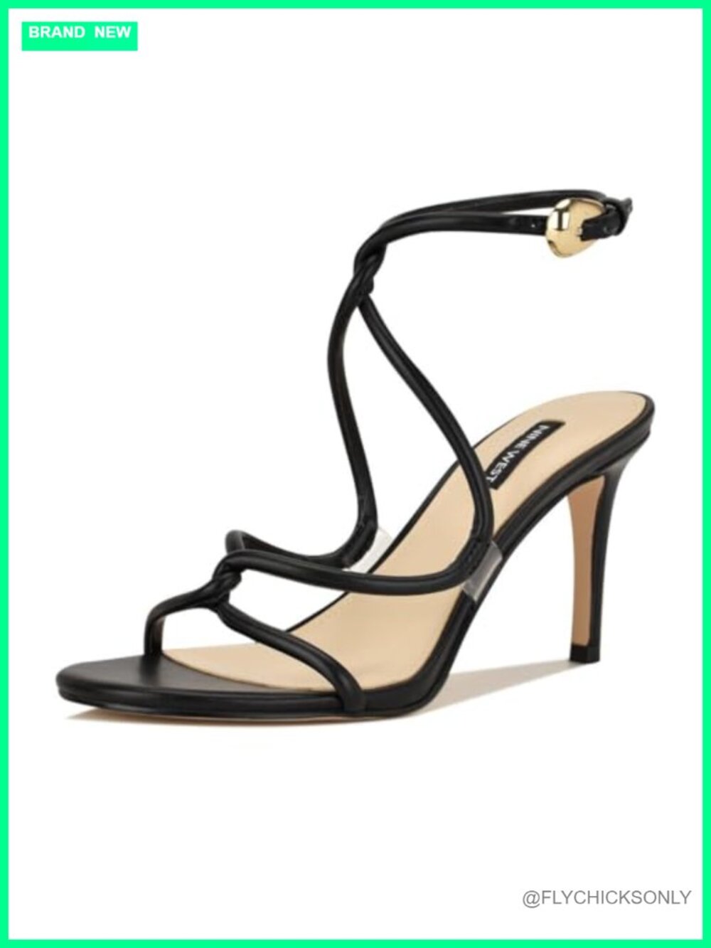 Nine West Emerila Faux Leather Stiletto Heeled Sandals Ankle Strap Dress Shoes
